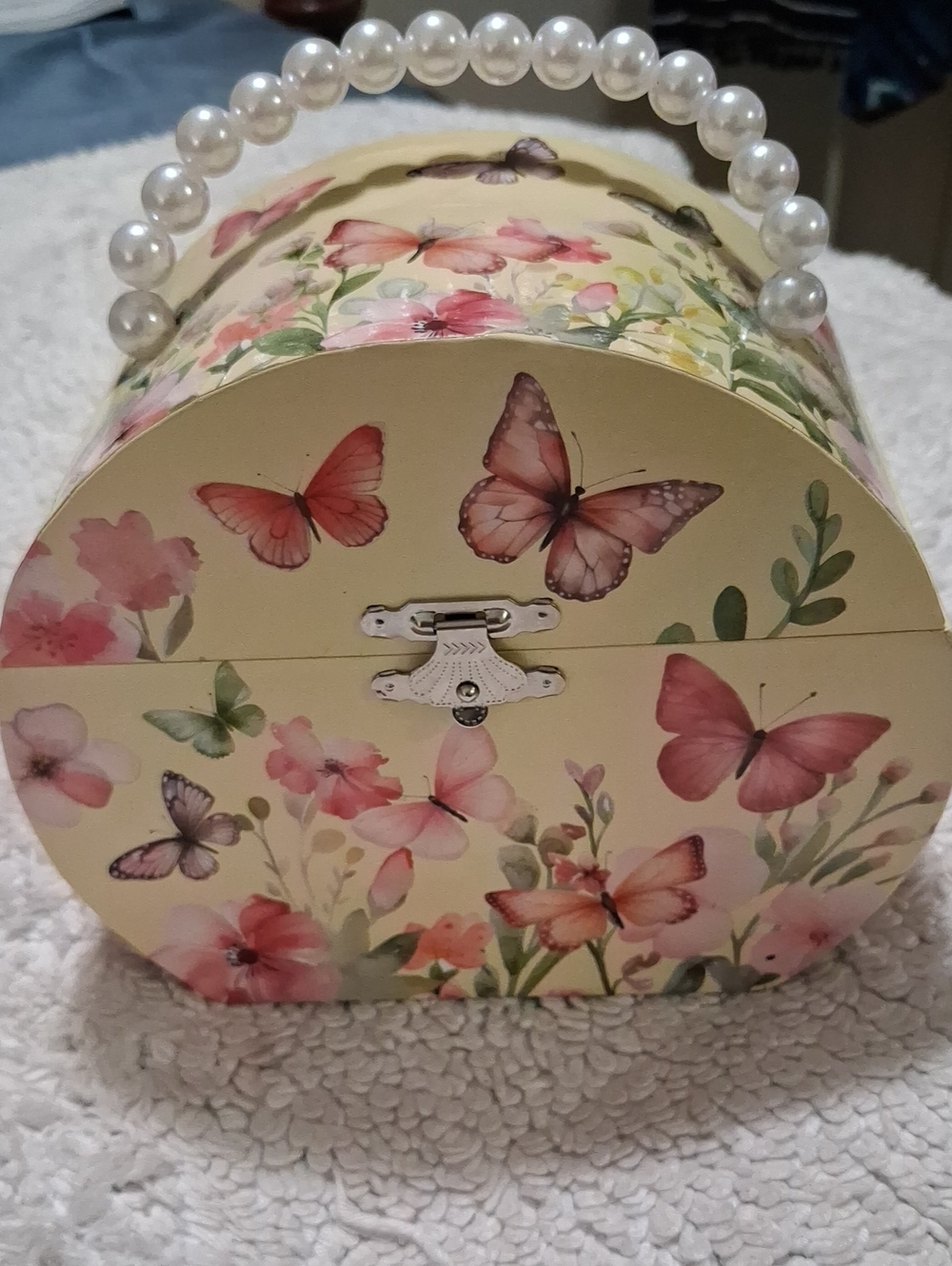 Butterfly Pearl-Handle Jewelry Box - Pink Floral